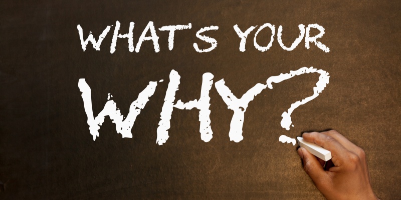 What's Your Why question handwriting with chalk on blackboard. Business concept.